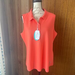 Coral Sleeveless Polo Top